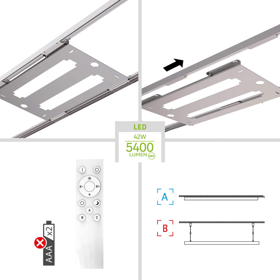 Bricocenter ALUMINIUM LED PANEL SILVER 30X120 CM 42W CCT DIMMABLE