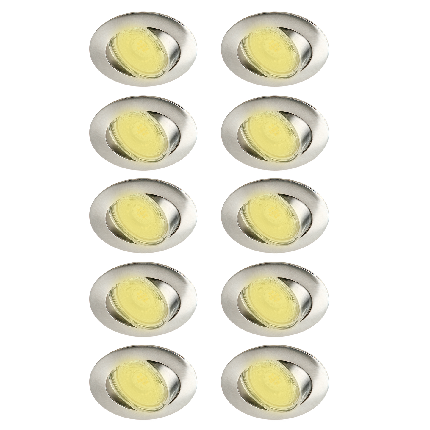 10 RECESSED SPOTLIGHTS CLANE ALUMINIUM NICKEL D7.5 GU10 = 6W ADJUSTABLE WARM LIGHT