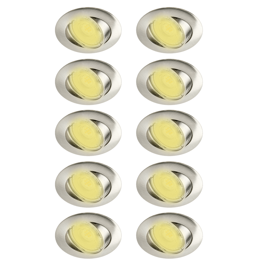 Bricocenter 10 RECESSED SPOTLIGHTS CLANE ALUMINIUM NICKEL D7.5 GU10 = 6W ADJUSTABLE WARM LIGHT