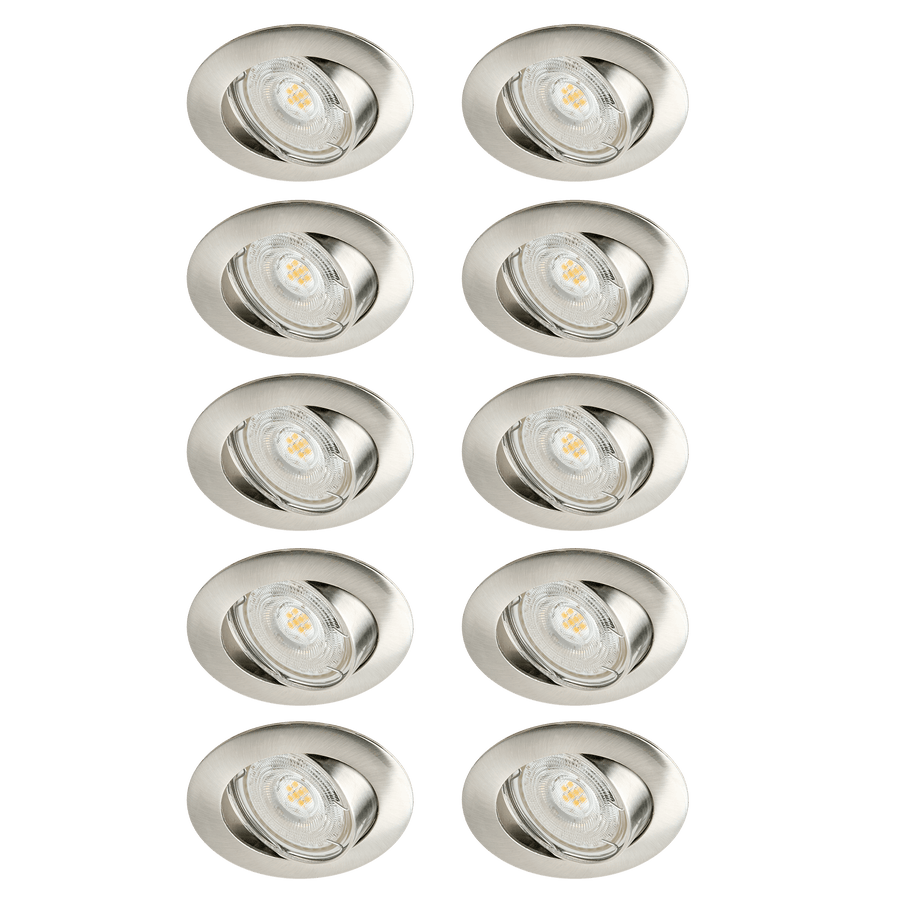 Bricocenter 10 RECESSED SPOTLIGHTS CLANE ALUMINIUM NICKEL D7.5 GU10 = 6W ADJUSTABLE WARM LIGHT