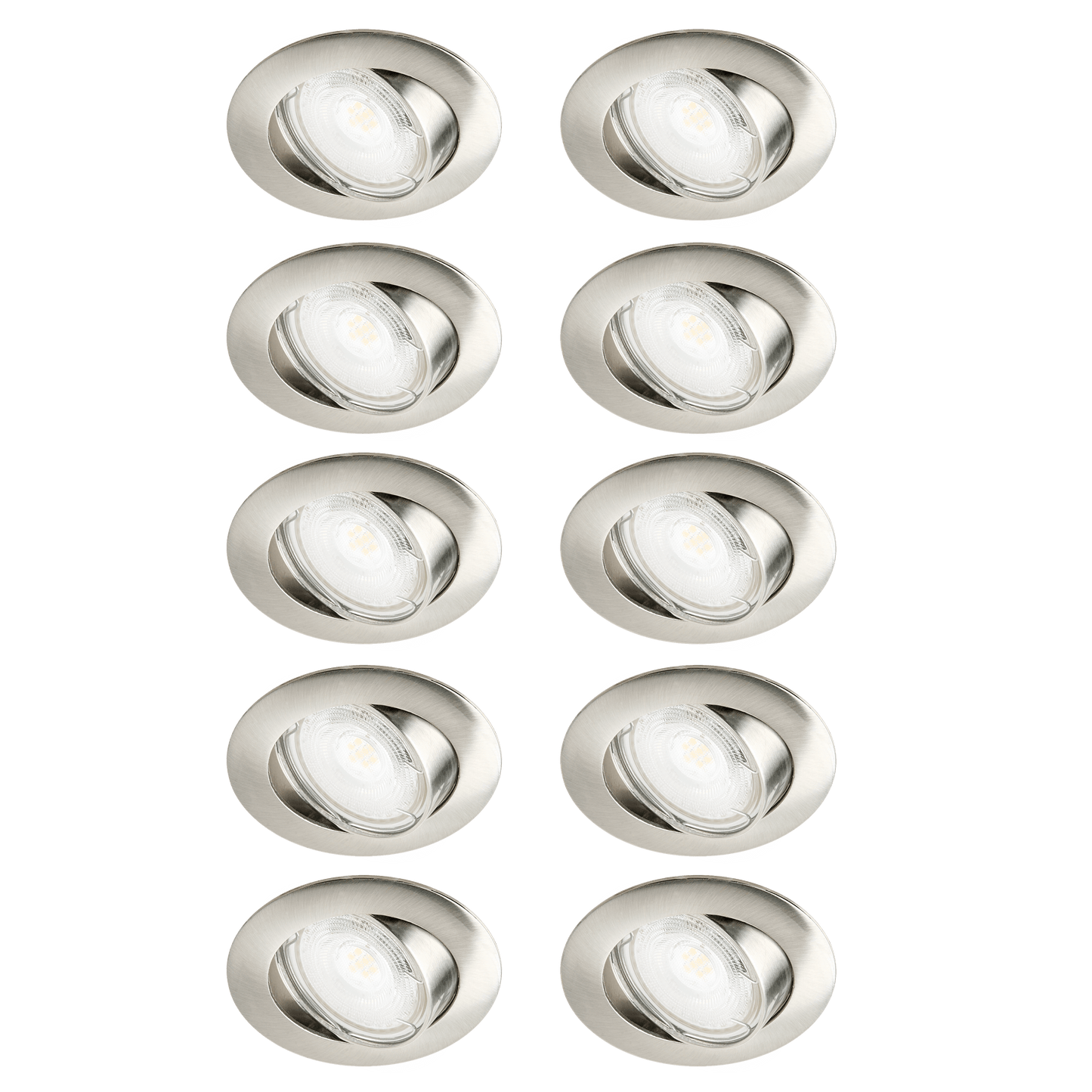 10 RECESSED SPOTLIGHTS CLANE ALUMINIUM NICKEL D7.5 GU10 = 6W ADJUSTABLE NATURAL LIGHT