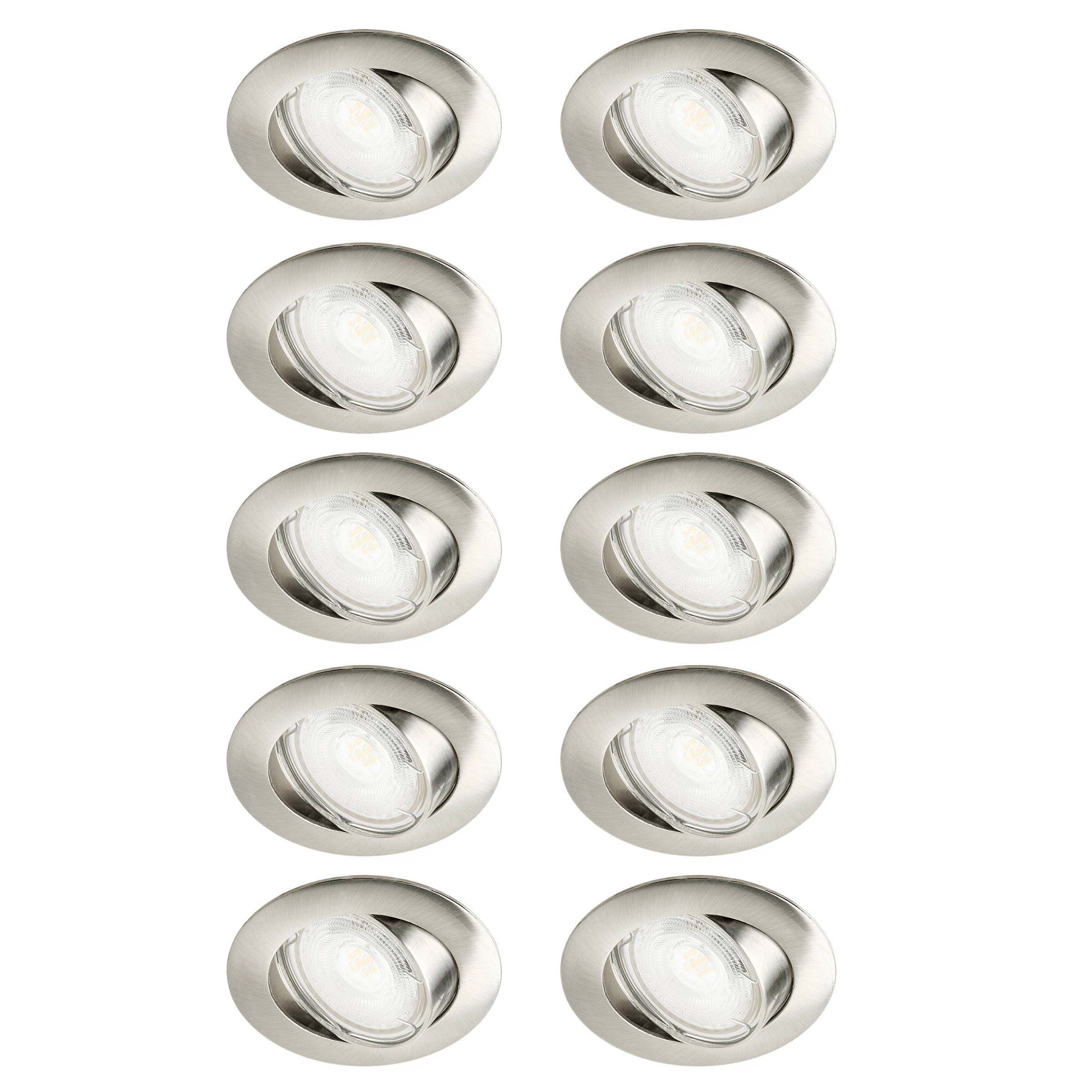 Bricocenter 10 RECESSED SPOTLIGHTS CLANE ALUMINIUM NICKEL D7.5 GU10 = 6W ADJUSTABLE NATURAL LIGHT
