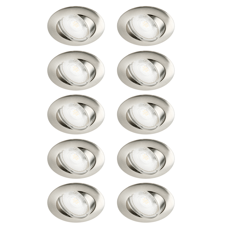 Bricocenter 10 RECESSED SPOTLIGHTS CLANE ALUMINIUM NICKEL D7.5 GU10 = 6W ADJUSTABLE NATURAL LIGHT