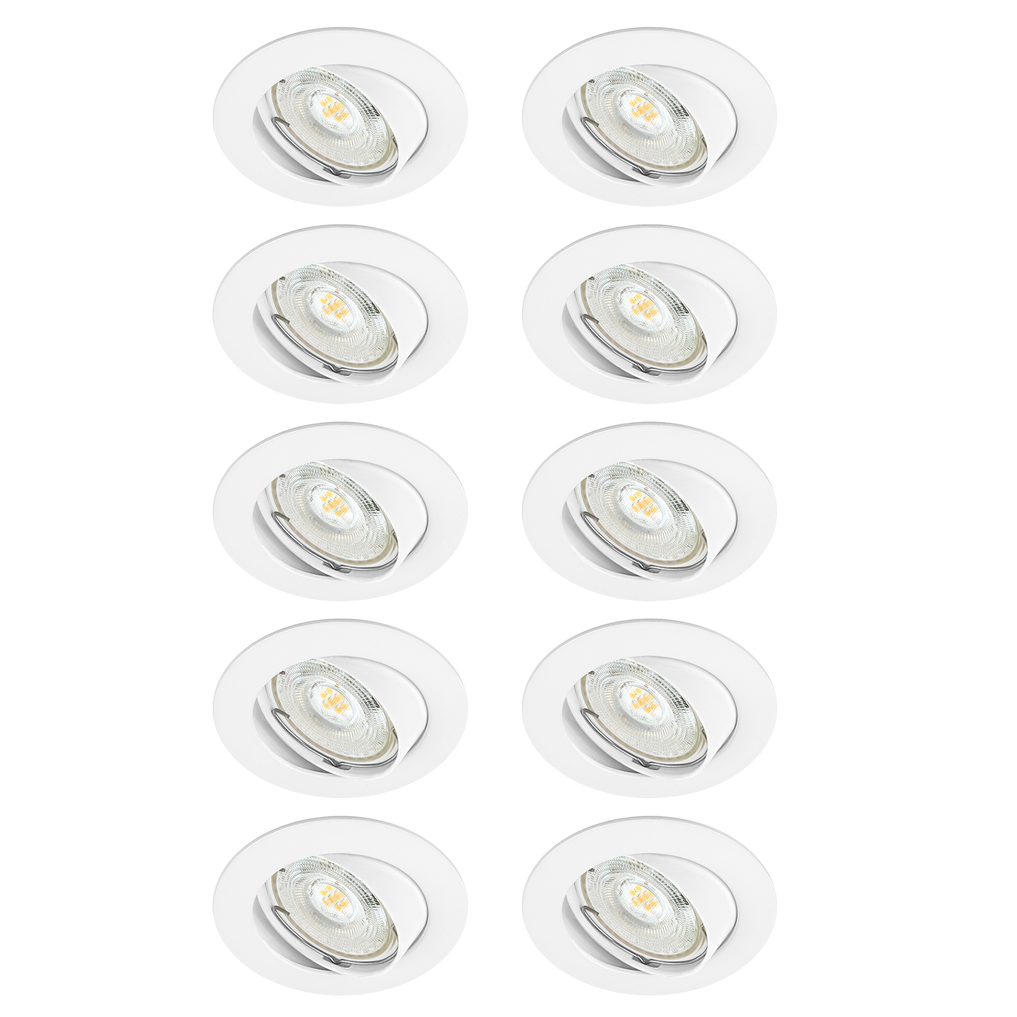 10 RECESSED SPOTLIGHTS CLANE ALUMINIUM WHITE D7.5 LED GU10 = 6W ADJUSTABLE NATURAL LIGHT