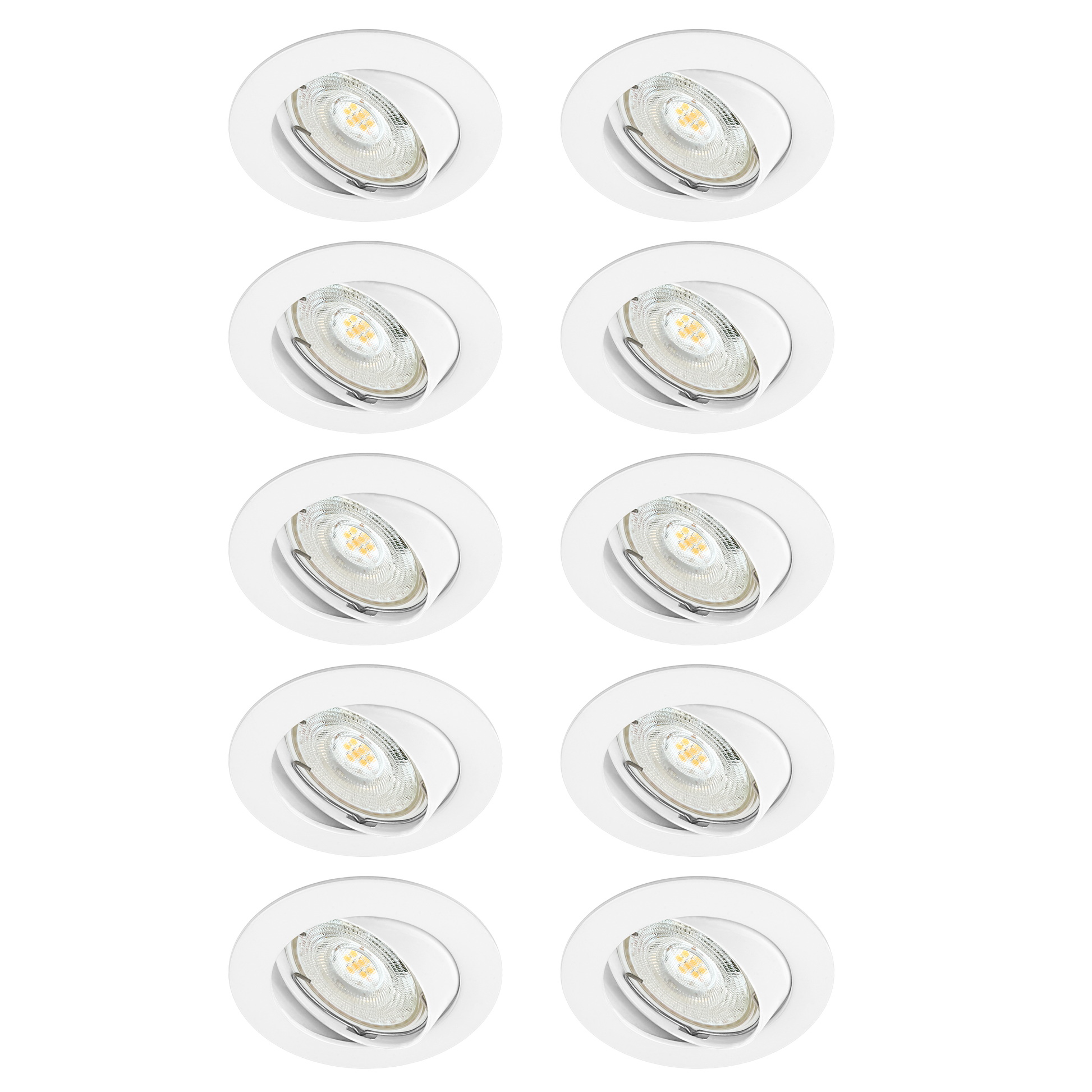 10 RECESSED SPOTLIGHTS CLANE ALUMINIUM WHITE D7.5 LED GU10 = 6W ADJUSTABLE NATURAL LIGHT
