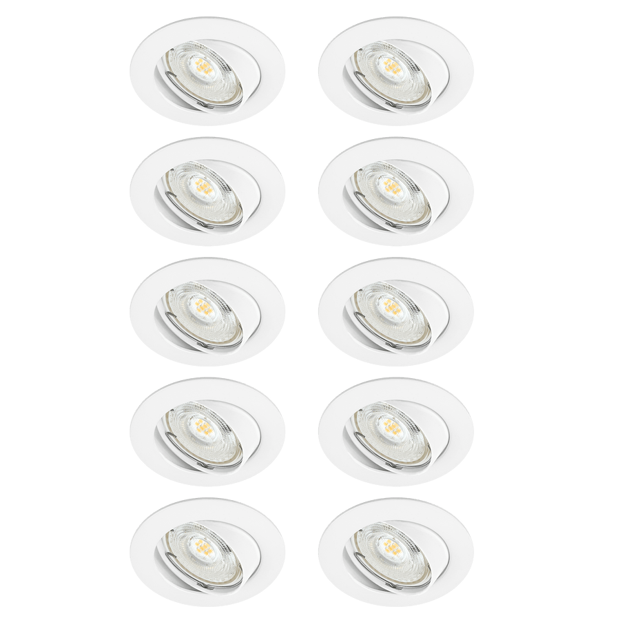 Bricocenter 10 RECESSED SPOTLIGHTS CLANE ALUMINIUM WHITE D7.5 LED GU10 = 6W ADJUSTABLE NATURAL LIGHT