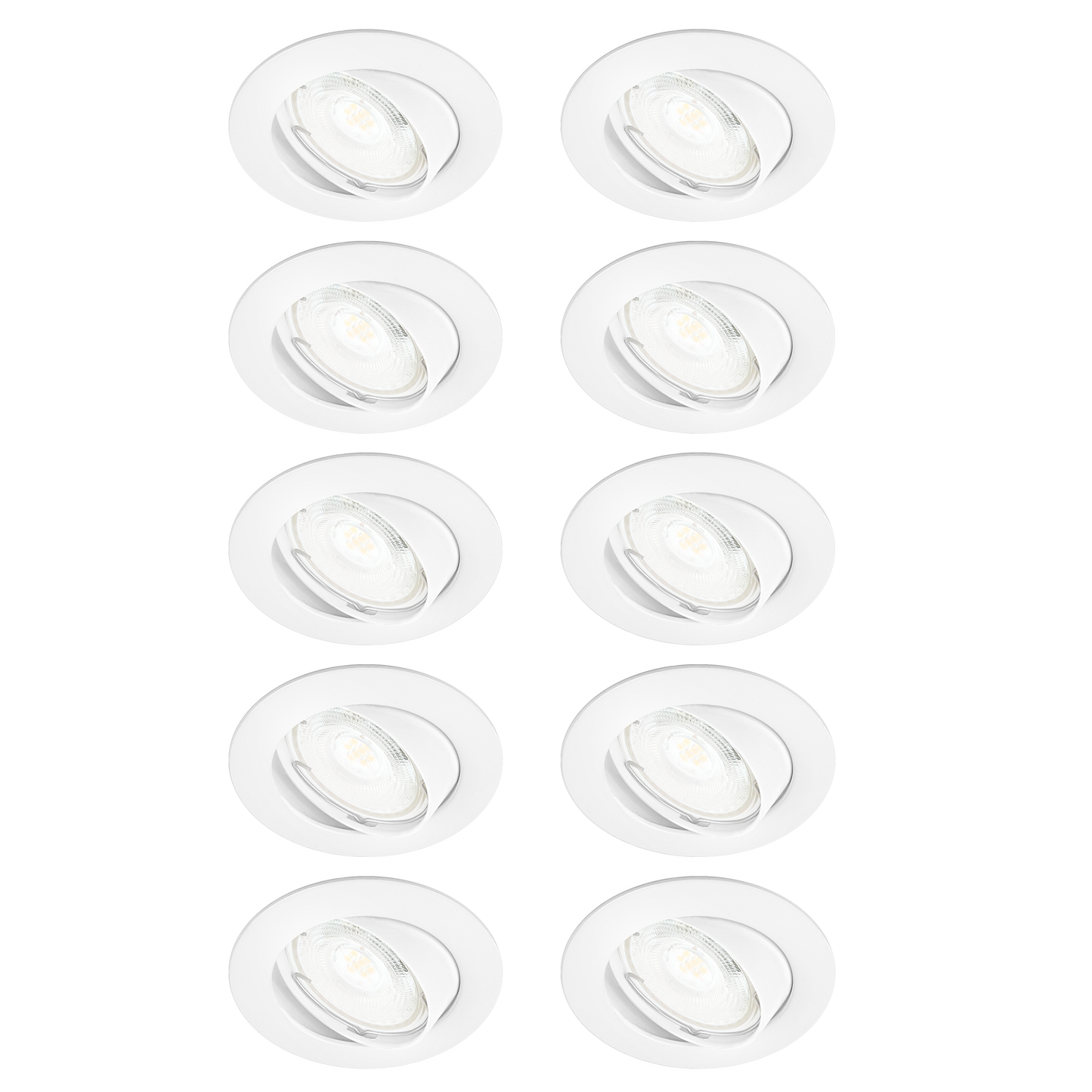 10 RECESSED SPOTLIGHTS CLANE ALUMINIUM WHITE D7.5 LED GU10 = 6W ADJUSTABLE NATURAL LIGHT