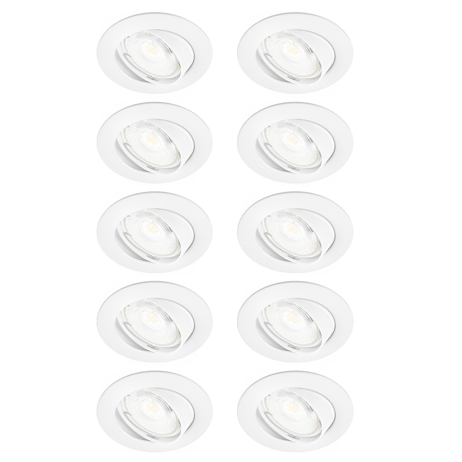 Bricocenter 10 RECESSED SPOTLIGHTS CLANE ALUMINIUM WHITE D7.5 LED GU10 = 6W ADJUSTABLE NATURAL LIGHT