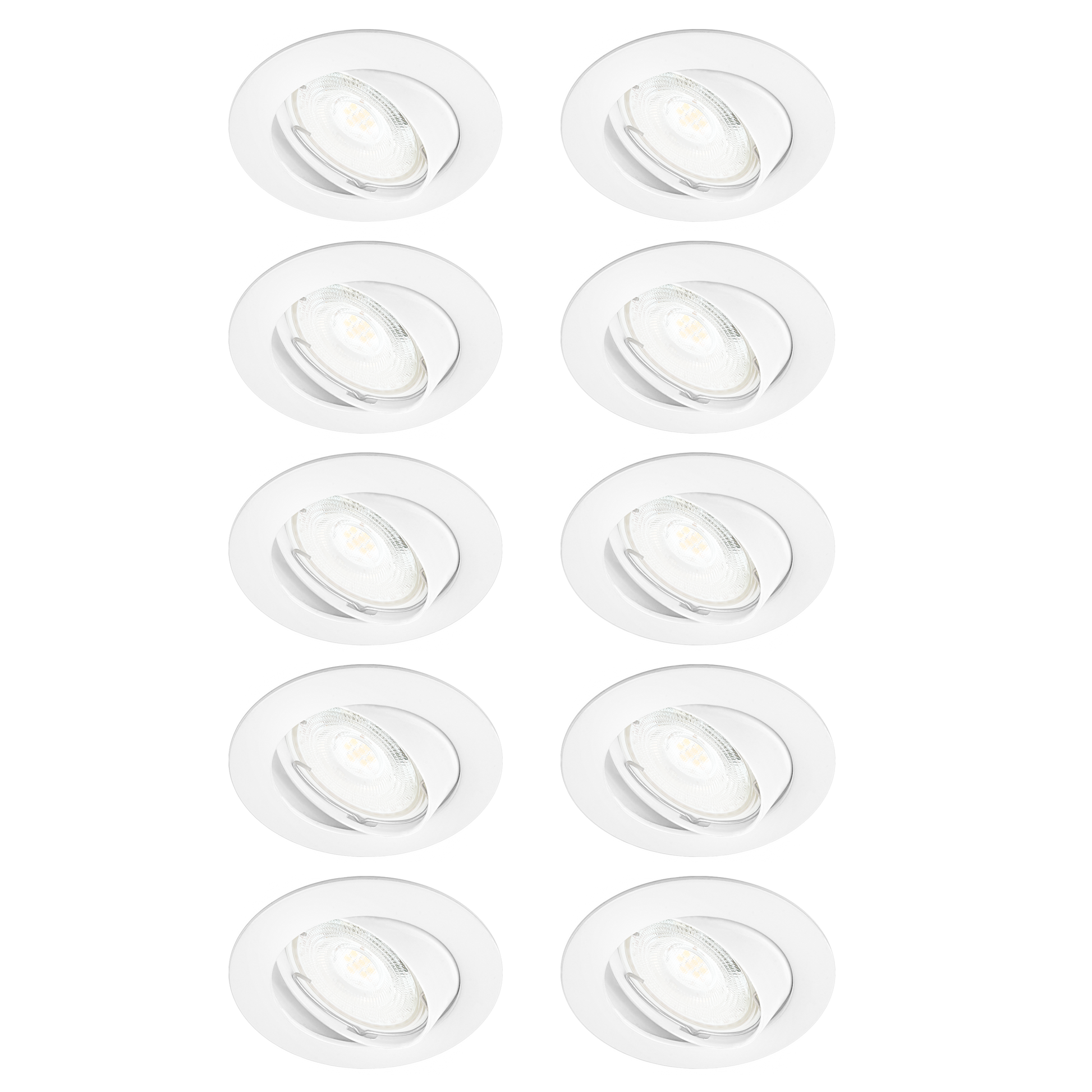 10 RECESSED SPOTLIGHTS CLANE WHITE D7.5 LED GU10 = 6W ADJUSTABLE CLADA LIGHT
