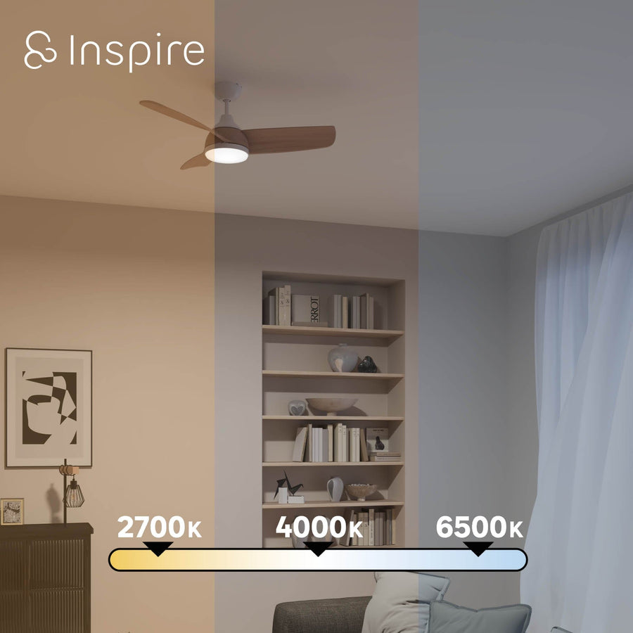 Bricocenter CHERCH WOOD EFFECT CEILING FAN D107 CM LED 28W 2200LM CCT DIMMABLE 3 BLADES