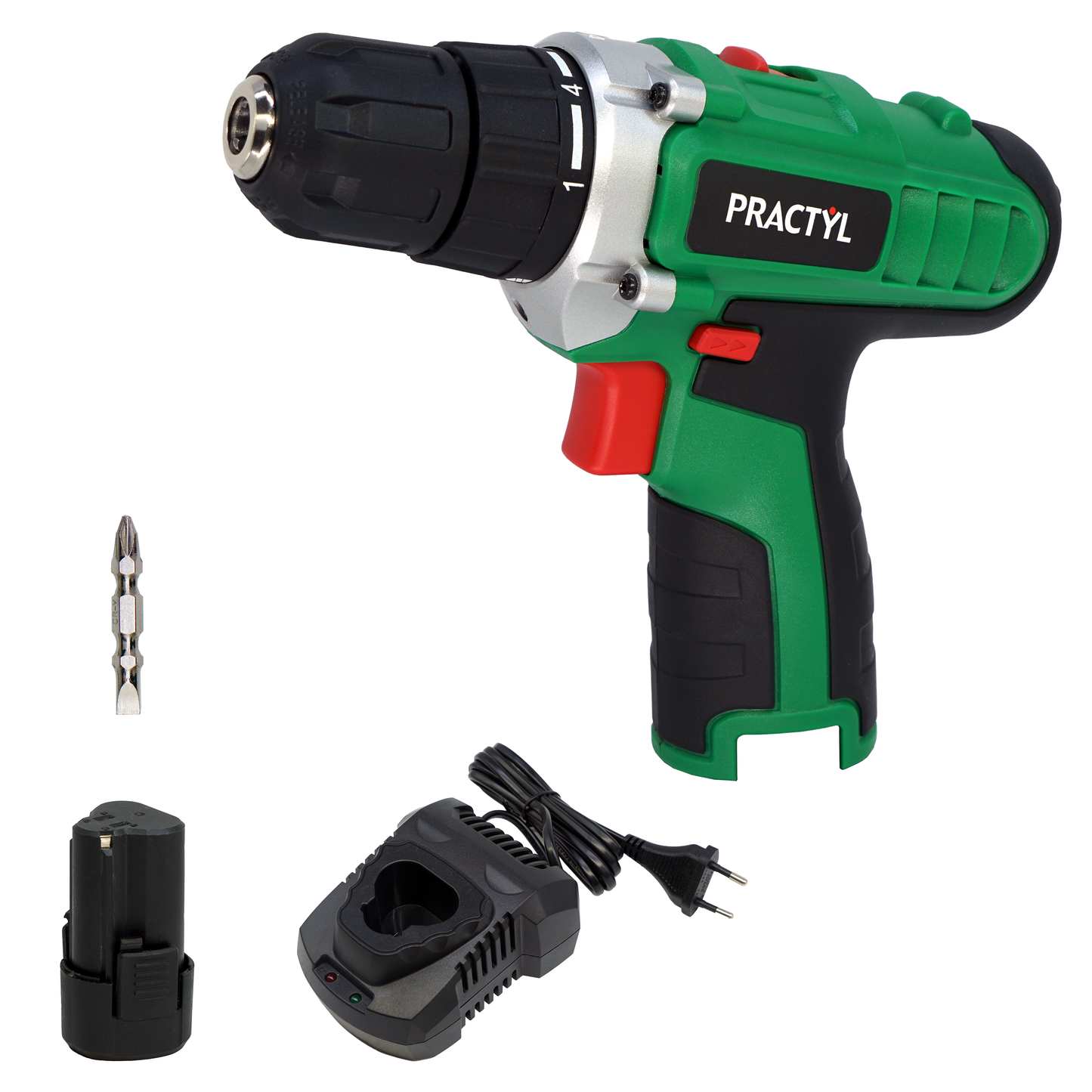 PRACTYL 12V SCREWDRIVER, 1 BATTERY 2 AH, CHARGER