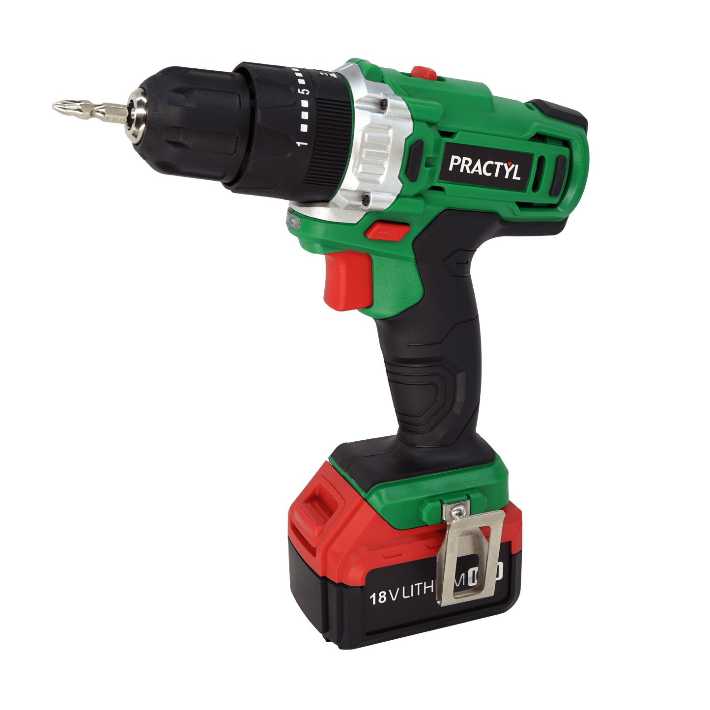 Bricocenter PRACTYL 18V SCREWDRIVER DRILL, 1 BATTERY 2 AH, CHARGER