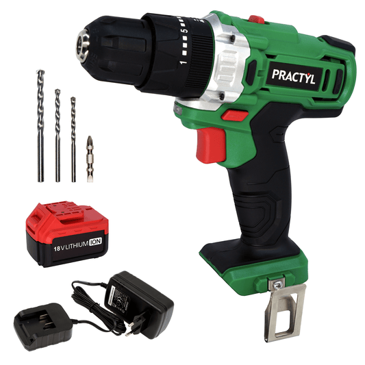 Bricocenter PRACTYL 18V SCREWDRIVER DRILL, 1 BATTERY 2 AH, CHARGER