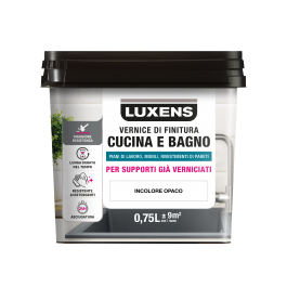 LUXENS TRANSPARENT MATT WATER-BASED KITCHEN AND BATHROOM FINISHING VARNISH 750 ML