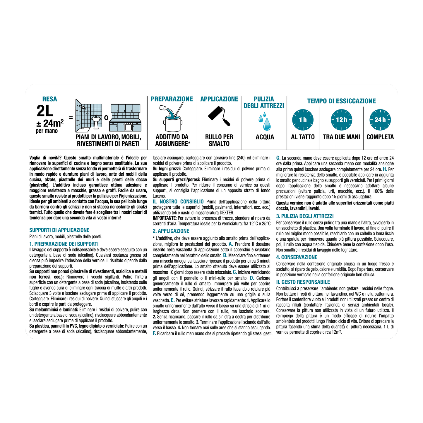 Bricocenter WATER GLAZE FOR FURNITURE AND TILES KITCHEN AND BATHROOM GRAY GRANIT 3 SATIN LUXENS 2 LT