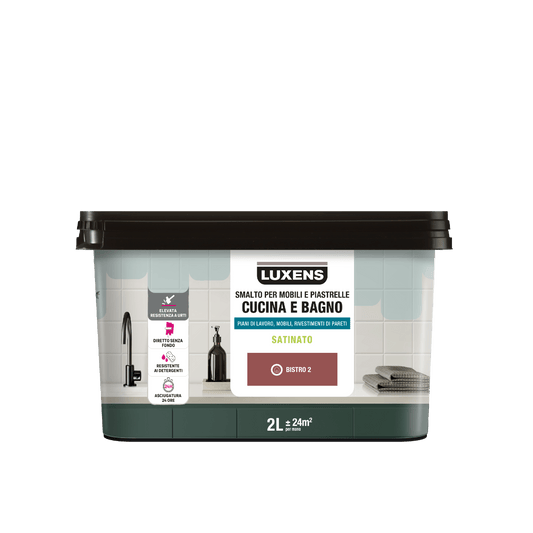 Bricocenter BISTRO RED 2 SATIN LUXENS 2 L WATER-BASED GLAZE FOR KITCHEN AND BATHROOM FURNITURE AND TILES