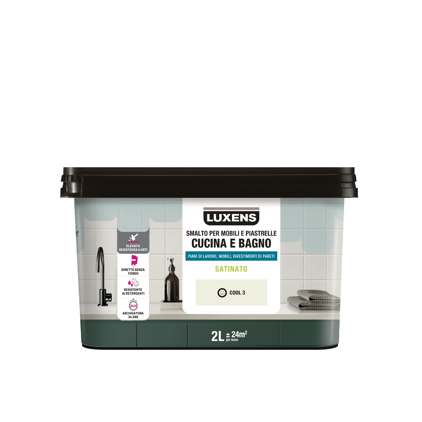 Bricocenter WATER GLAZE FOR FURNITURE AND KITCHEN AND BATHROOM TILES BEIGE COOL 3 SATIN LUXENS 2 LT