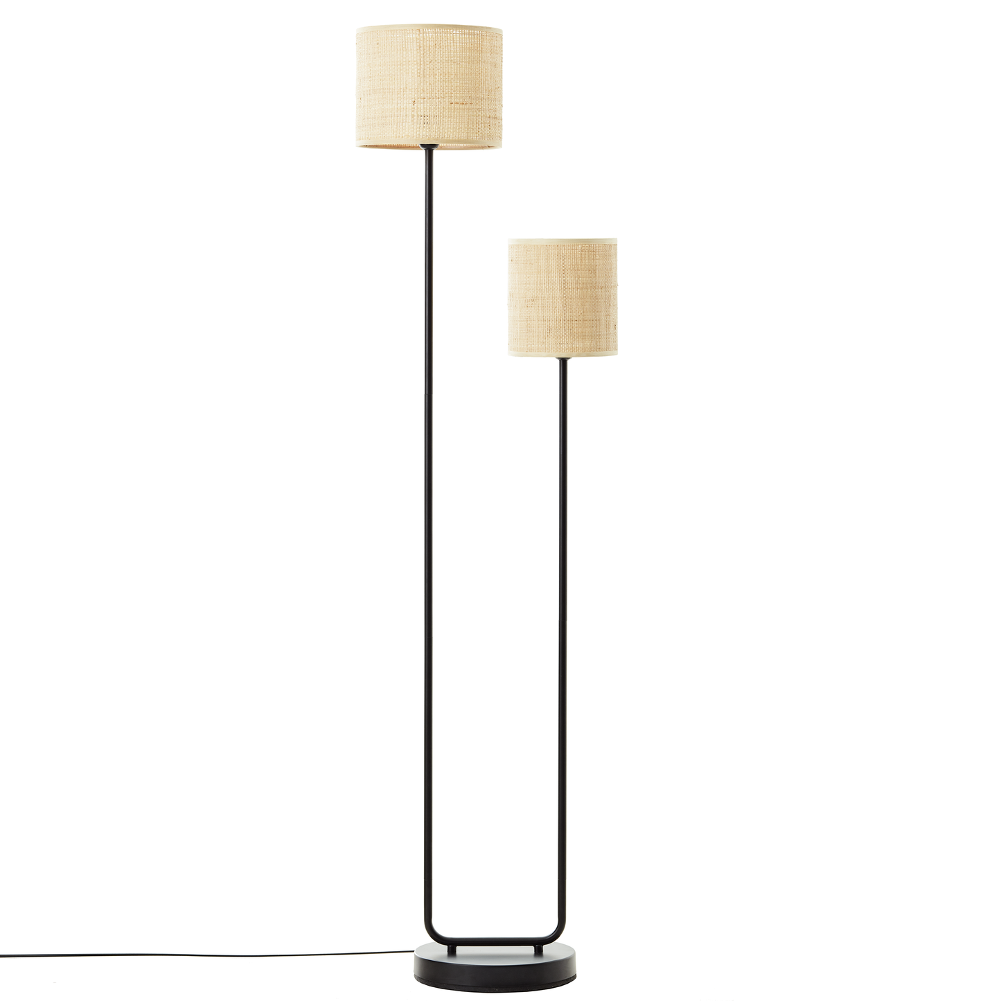 CARVI BLACK METAL AND NATURAL RAFFIA FLOOR LAMP H161 CM E27=40W