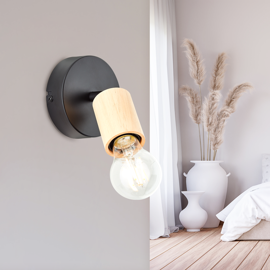 LINA BLACK METAL AND WOOD SPOTLIGHT 1XE27=40W