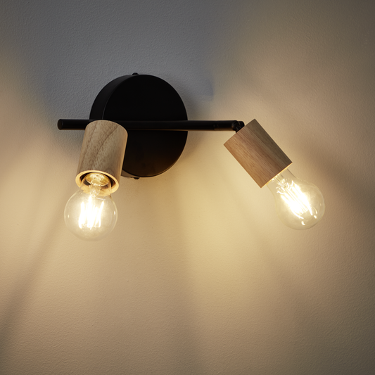 LINA BLACK METAL AND WOOD SPOTLIGHTS 2XE27=40W