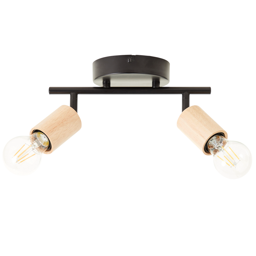 LINA BLACK METAL AND WOOD SPOTLIGHTS 2XE27=40W