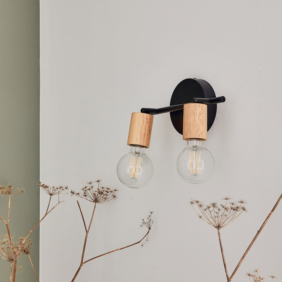 LINA BLACK METAL AND WOOD SPOTLIGHTS 2XE27=40W