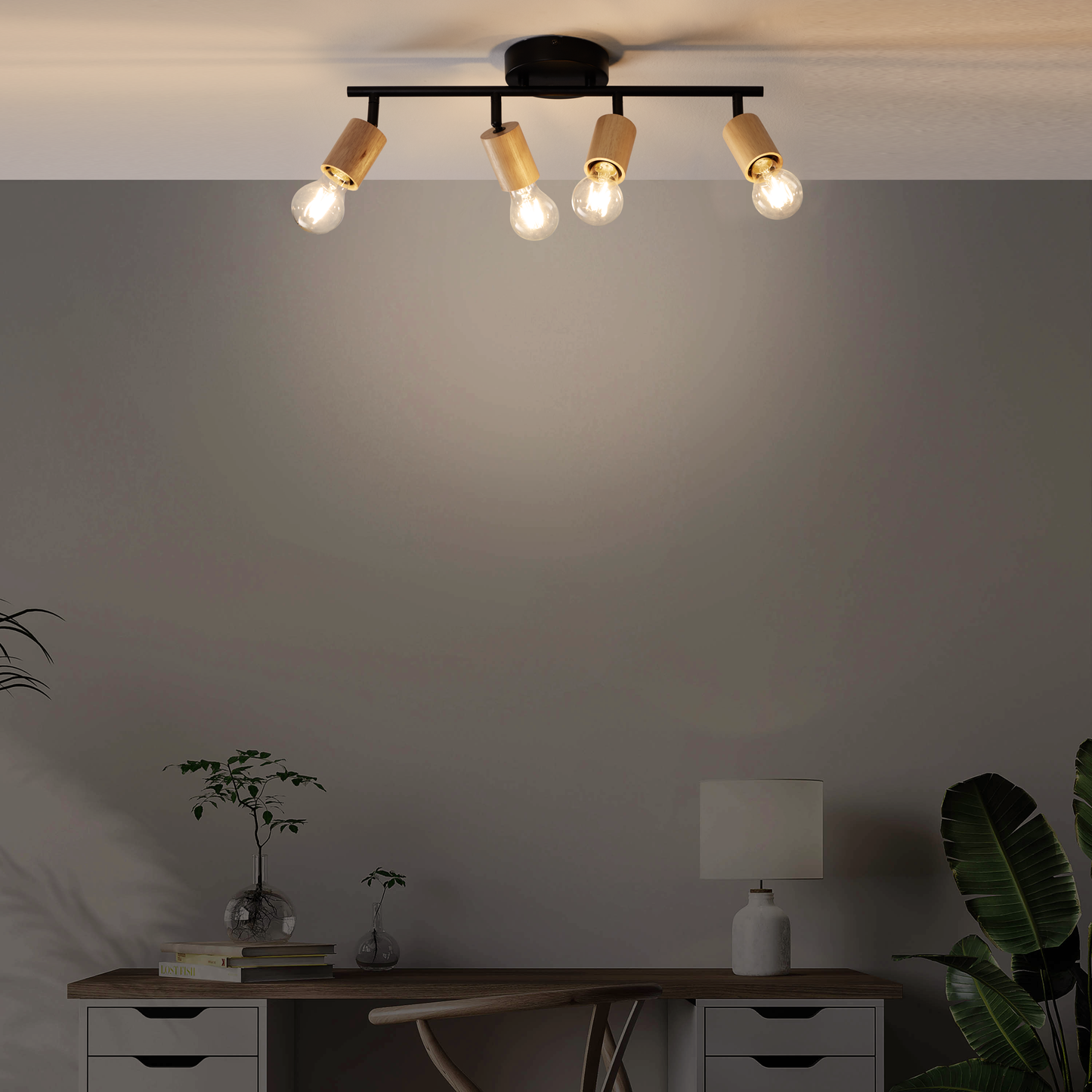 LINA BLACK METAL AND WOOD SPOTLIGHTS 4XE27=40W