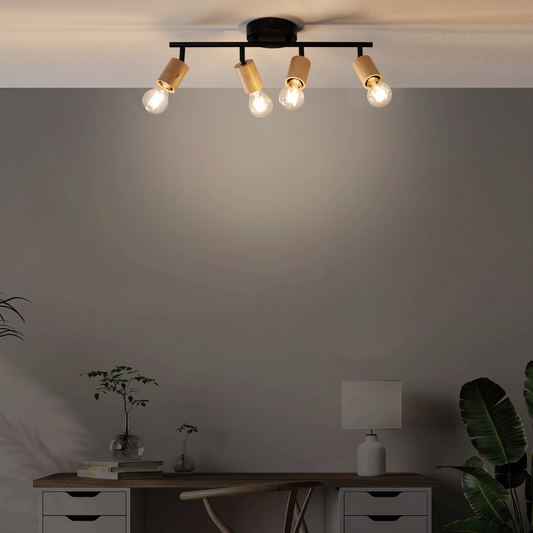 LINA BLACK METAL AND WOOD SPOTLIGHTS 4XE27=40W