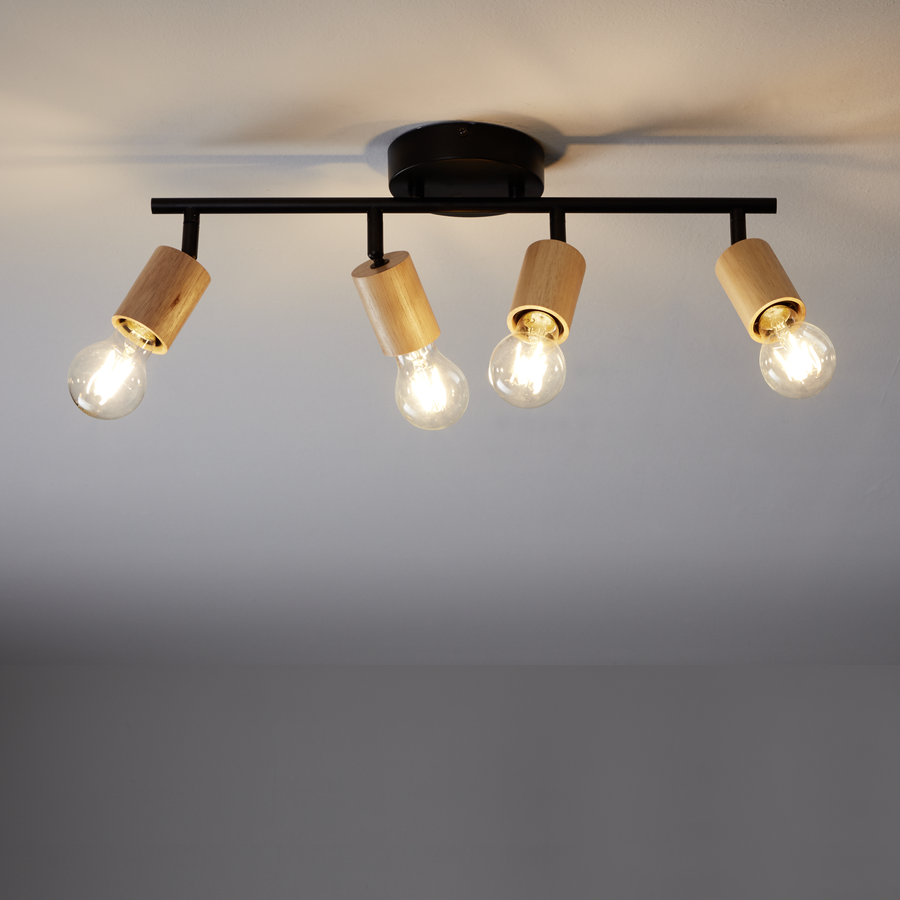 LINA BLACK METAL AND WOOD SPOTLIGHTS 4XE27=40W
