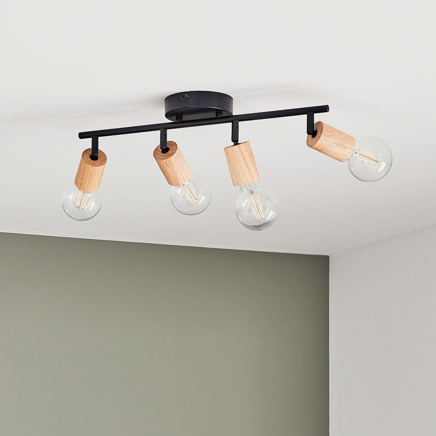 LINA BLACK METAL AND WOOD SPOTLIGHTS 4XE27=40W