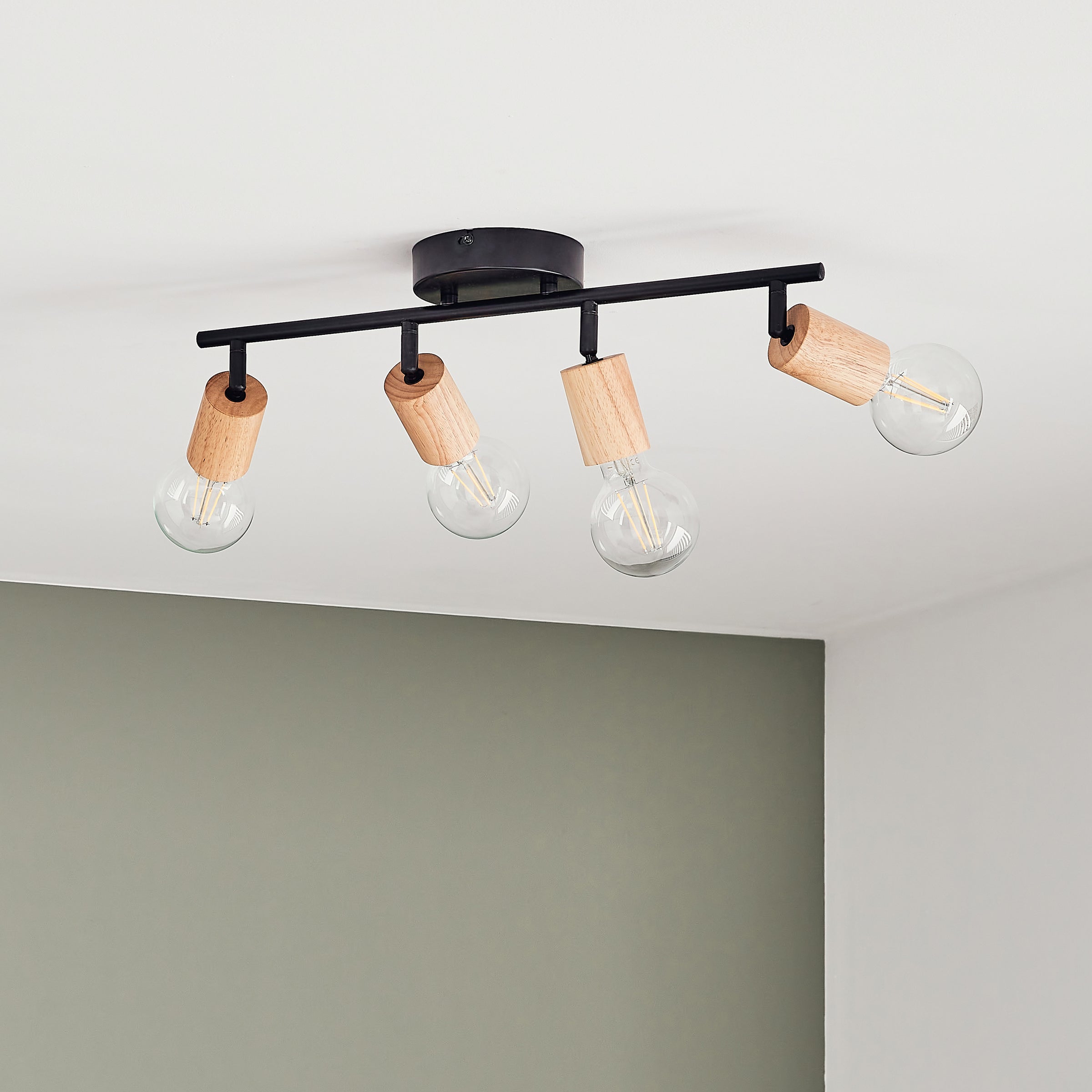 LINA BLACK METAL AND WOOD SPOTLIGHTS 4XE27=40W