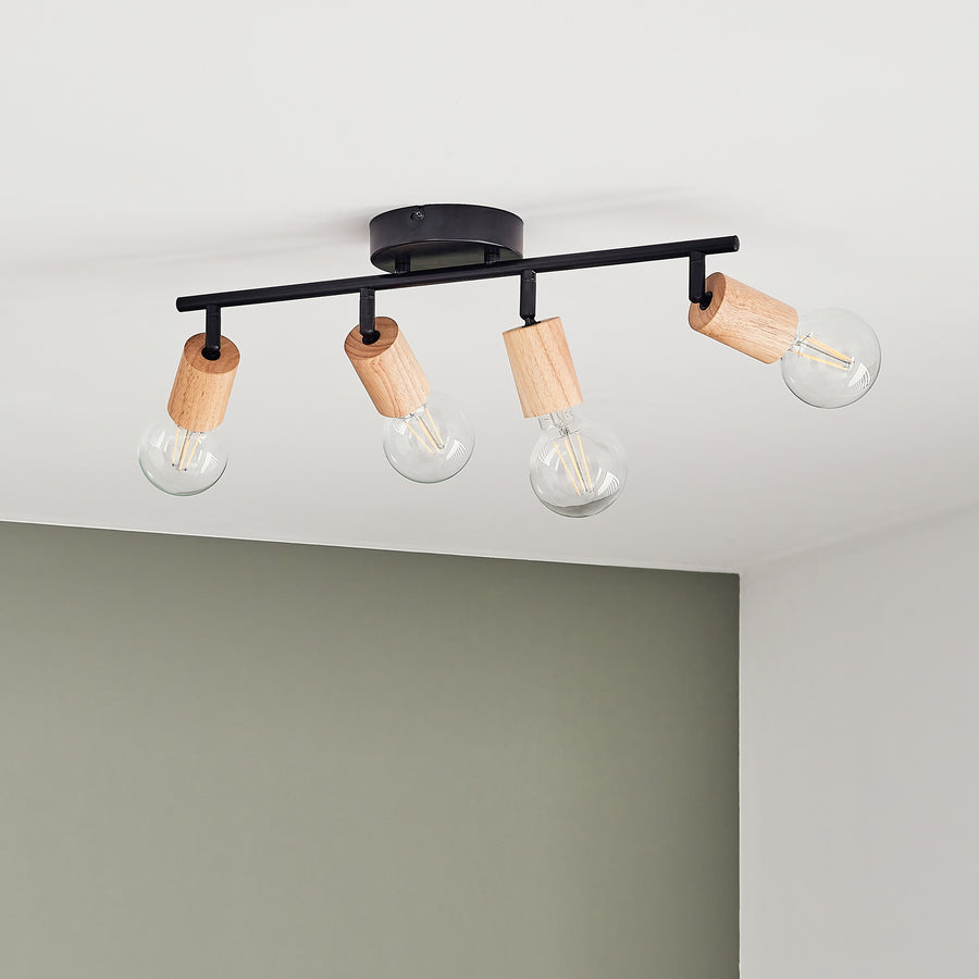 LINA BLACK METAL AND WOOD SPOTLIGHTS 4XE27=40W