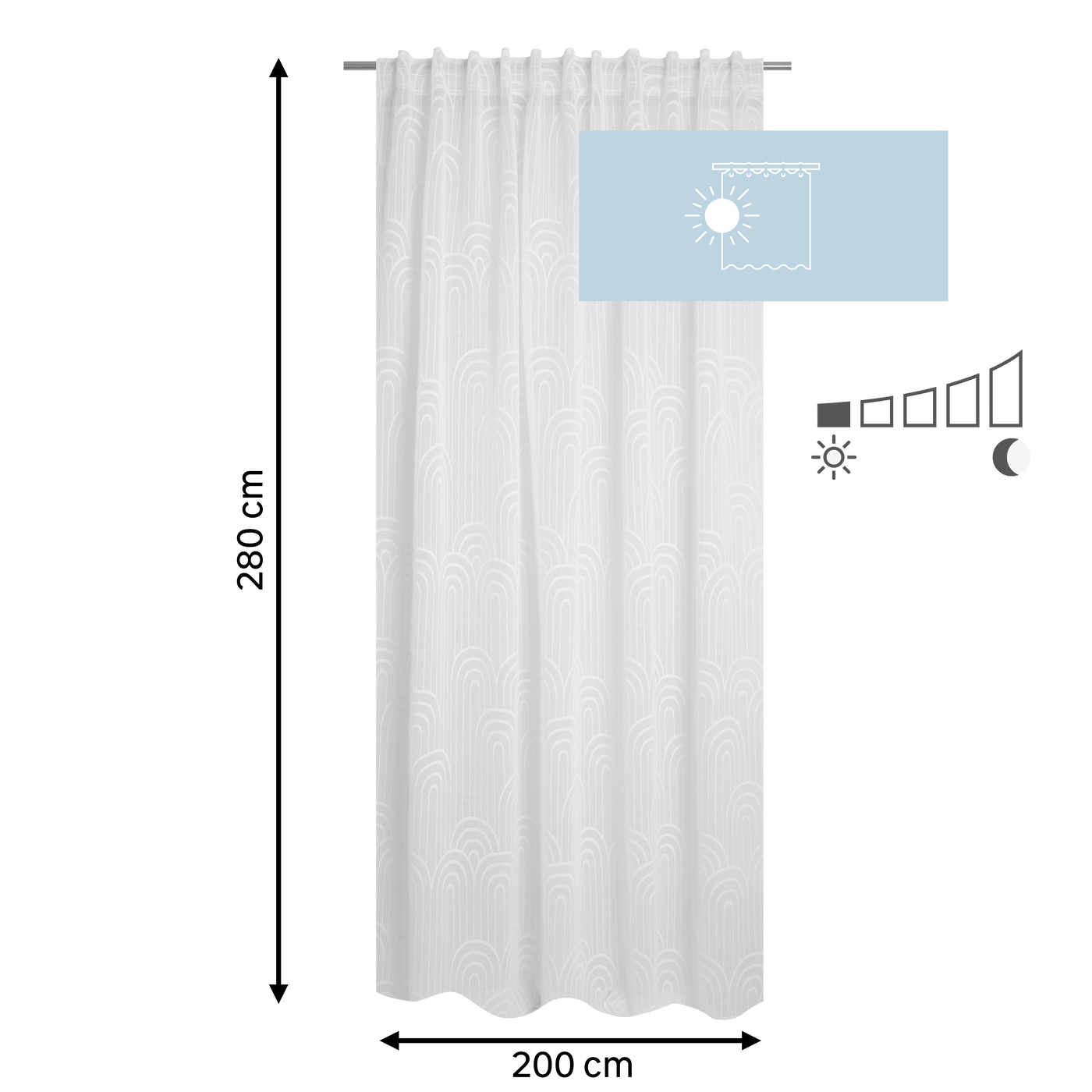 Bricocenter 200X280CM WHITE MATAHINA FILTER CURTAIN WITH WEBBING AND LOOP