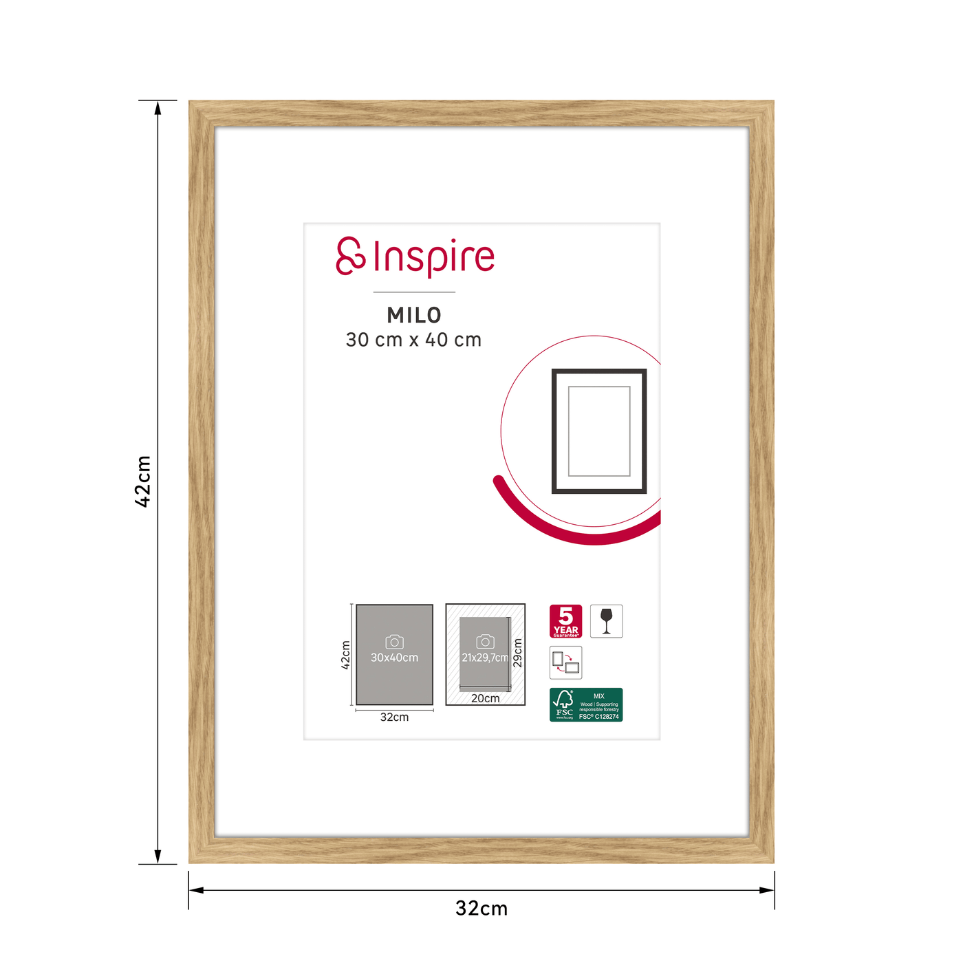 MILO FRAME 30X40 CM BEECH WOOD