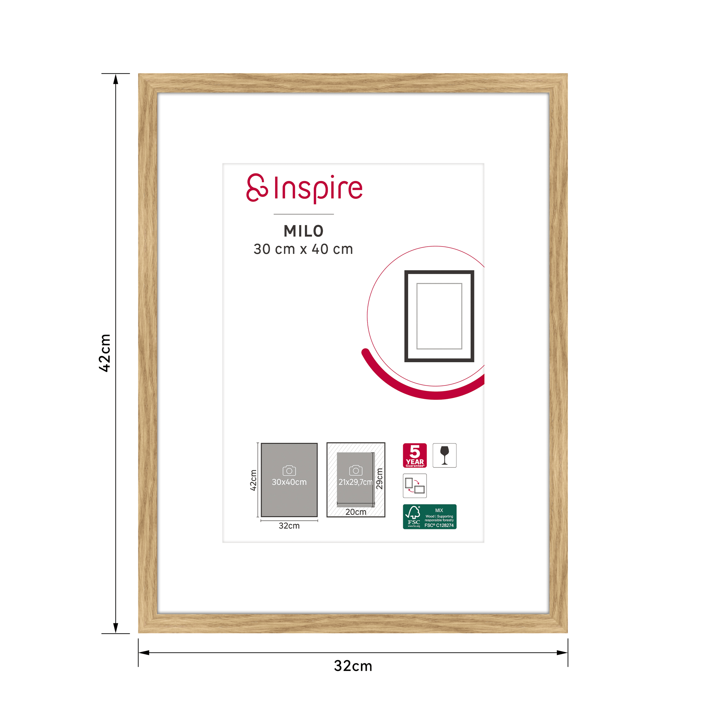 MILO FRAME 30X40 CM BEECH WOOD