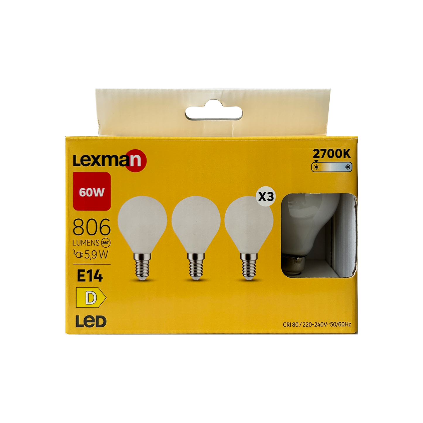 3 LED BULBS E14=60W FROSTED SPHERE WARM LIGHT