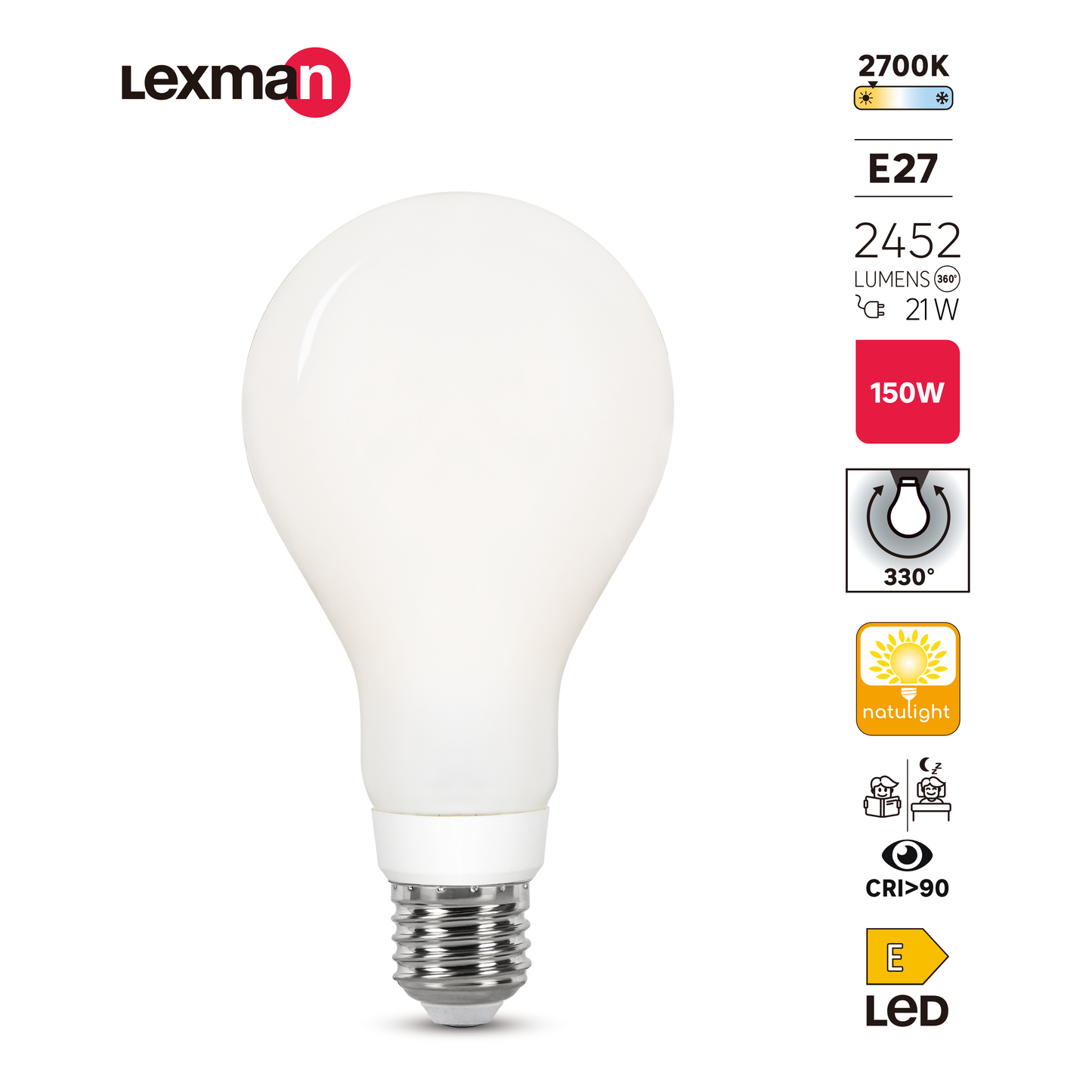NATULIGHT LED BULB E27=150W DROP FROSTED WARM LIGHT