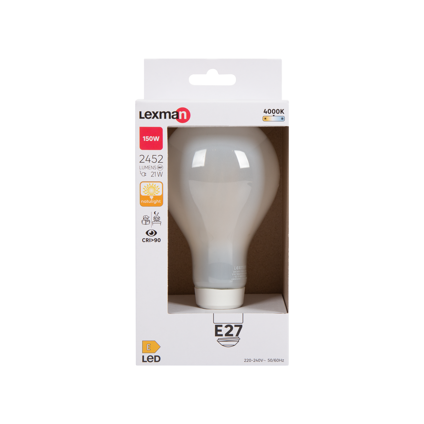 NATULIGHT LED BULB E27=150W FROSTED DROP NATURAL LIGHT