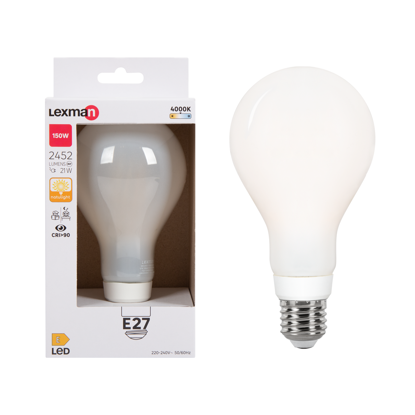 NATULIGHT LED BULB E27=150W FROSTED DROP NATURAL LIGHT