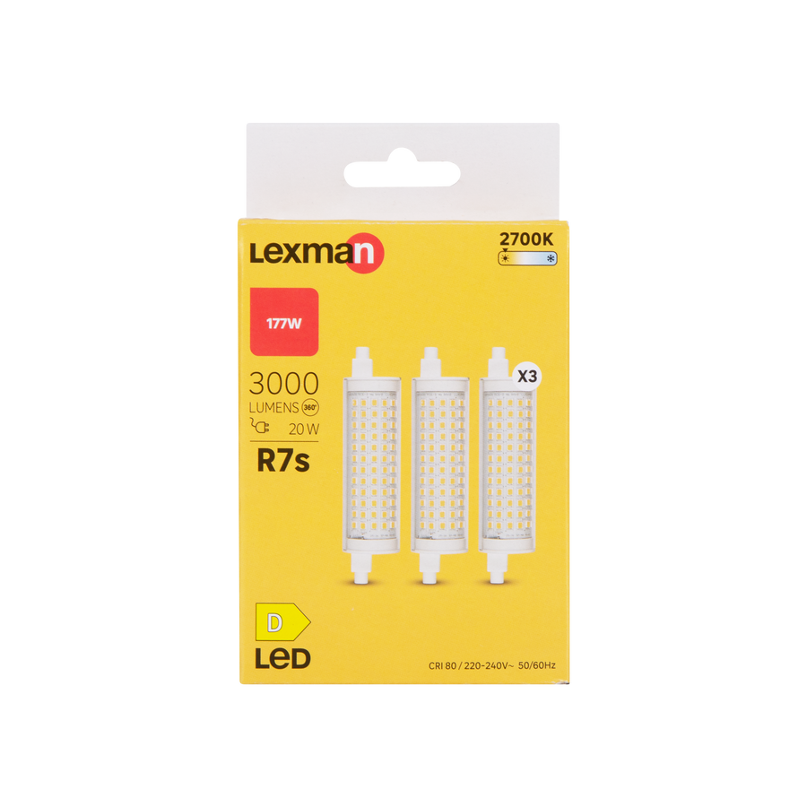3 LED BULBS R7S=177W 118MM WARM LIGHT