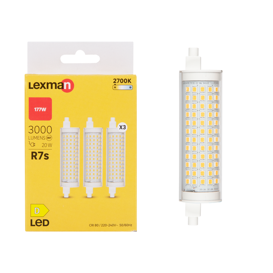 3 LED BULBS R7S=177W 118MM WARM LIGHT