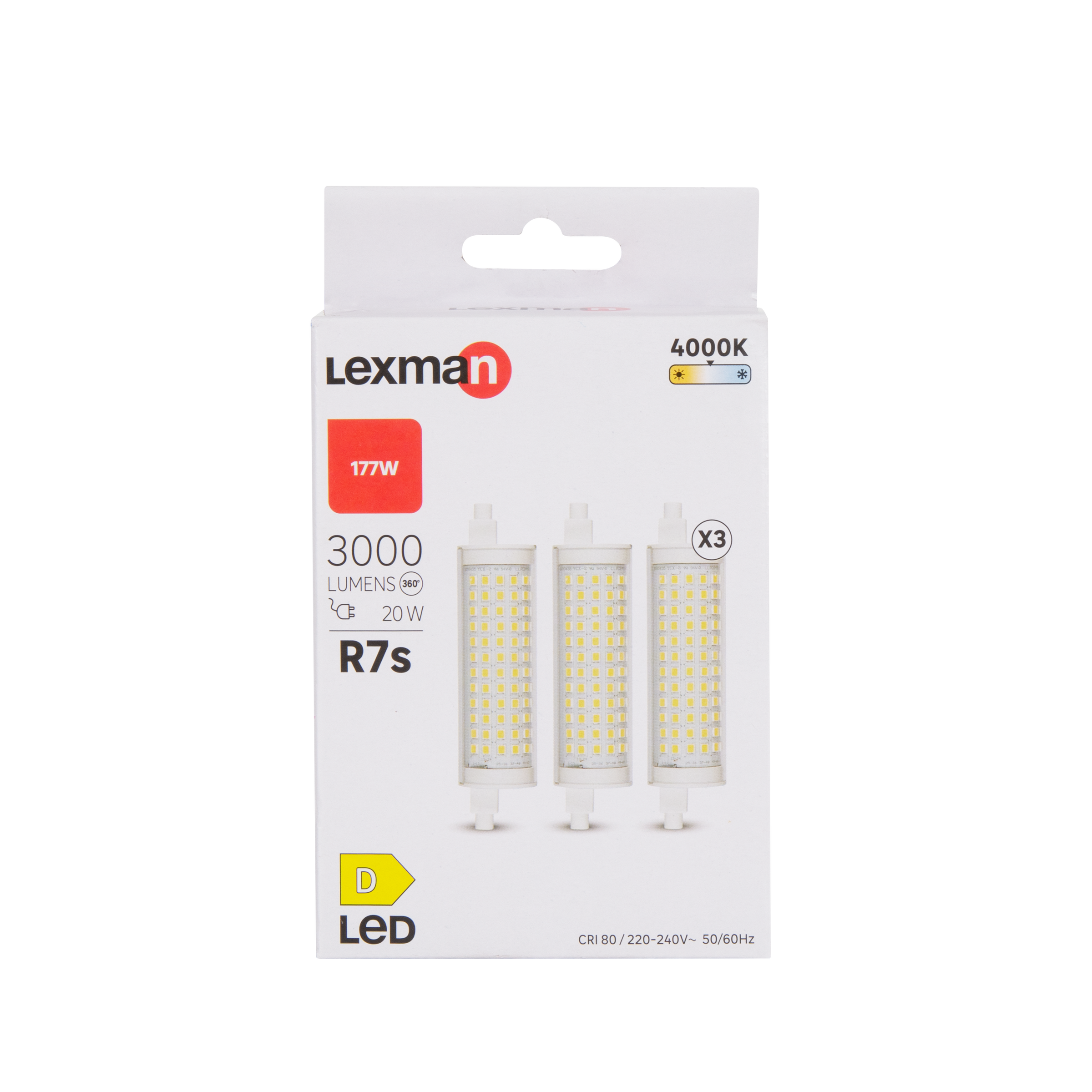 3 LED BULBS R7S=177W 118MM NATURAL LIGHT