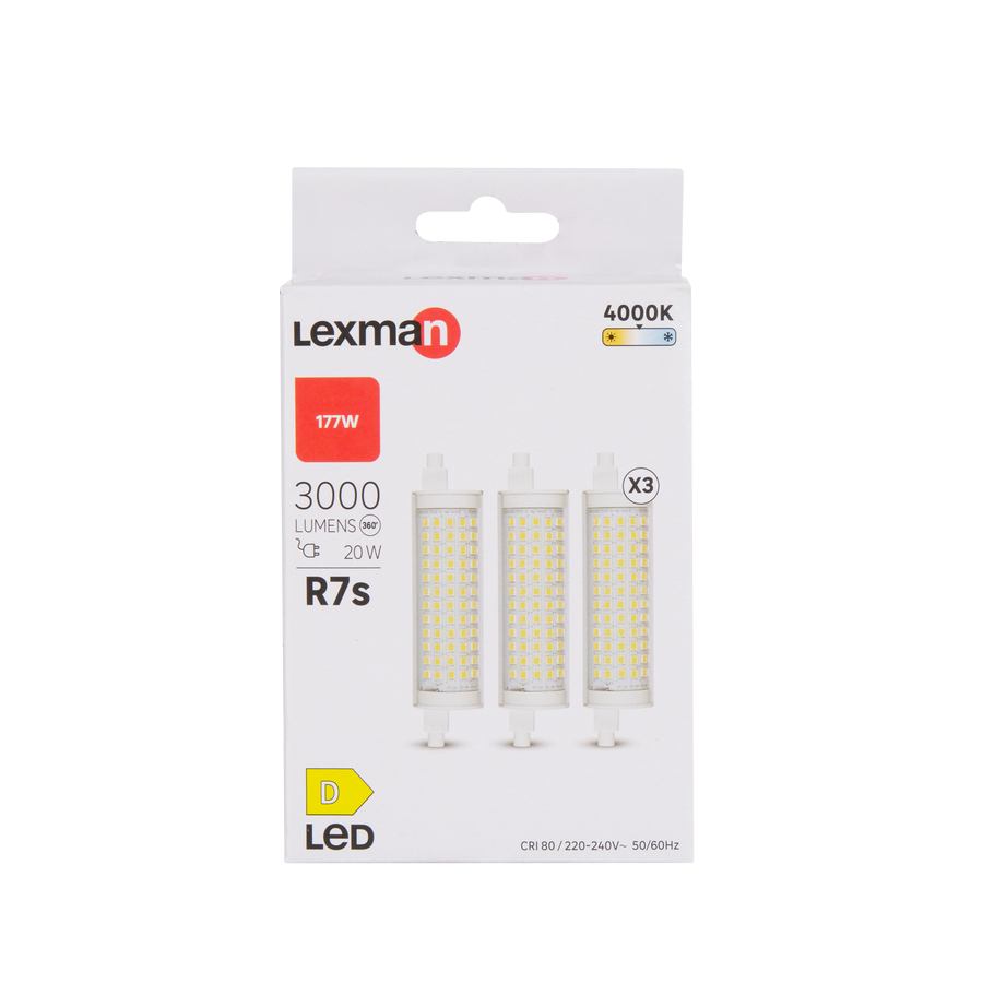 3 LED BULBS R7S=177W 118MM NATURAL LIGHT