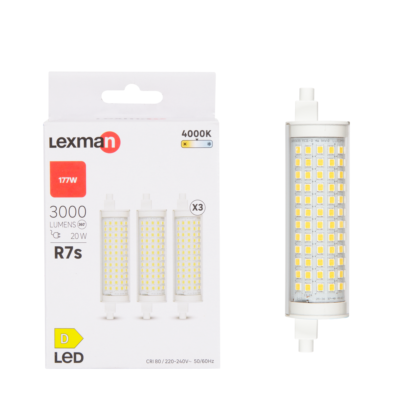 3 LED BULBS R7S=177W 118MM NATURAL LIGHT