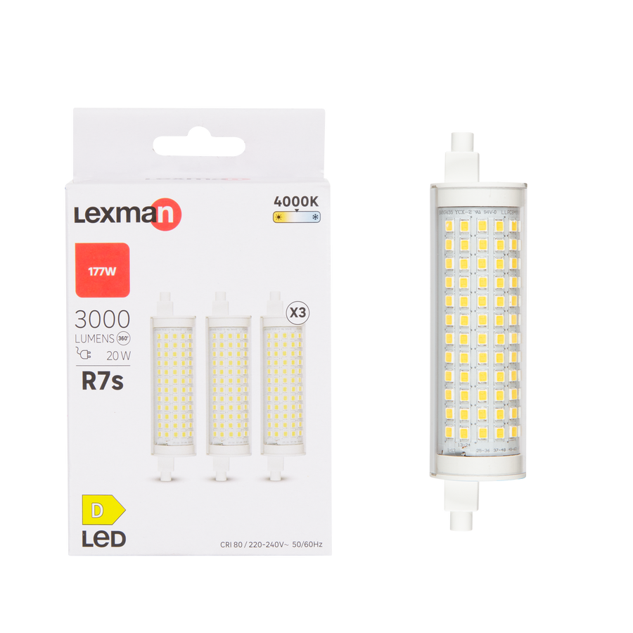 3 LED BULBS R7S=177W 118MM NATURAL LIGHT