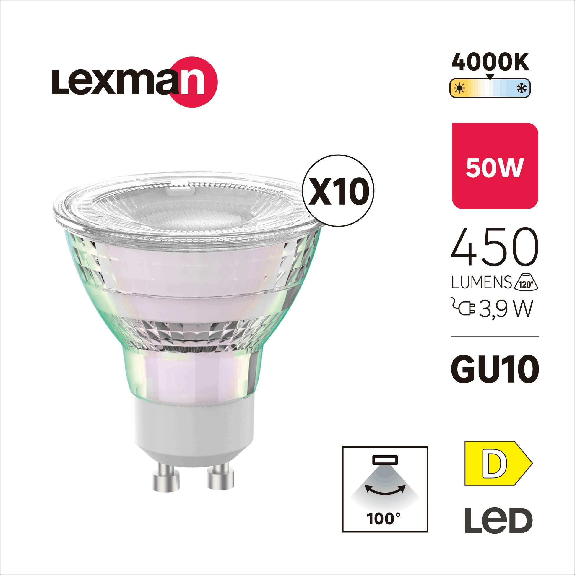 Bricocenter 10 LED BULBS GU10=50W NATURAL LIGHT