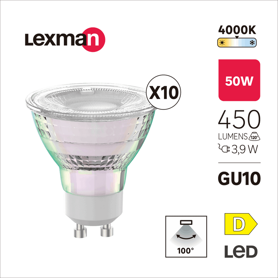 Bricocenter 10 LED BULBS GU10=50W NATURAL LIGHT