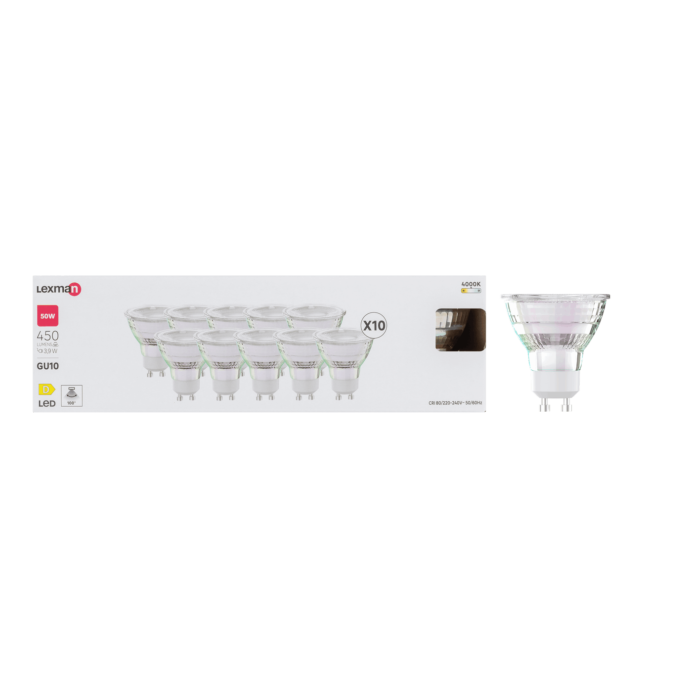 Bricocenter 10 LED BULBS GU10=50W NATURAL LIGHT