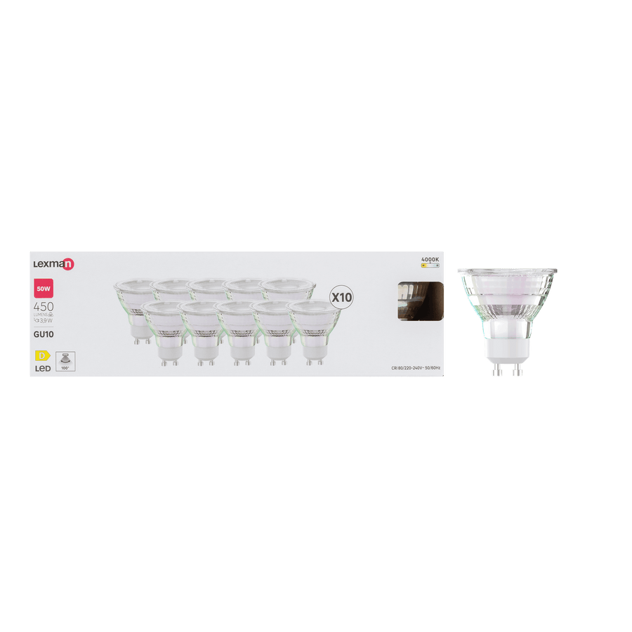 Bricocenter 10 LED BULBS GU10=50W NATURAL LIGHT