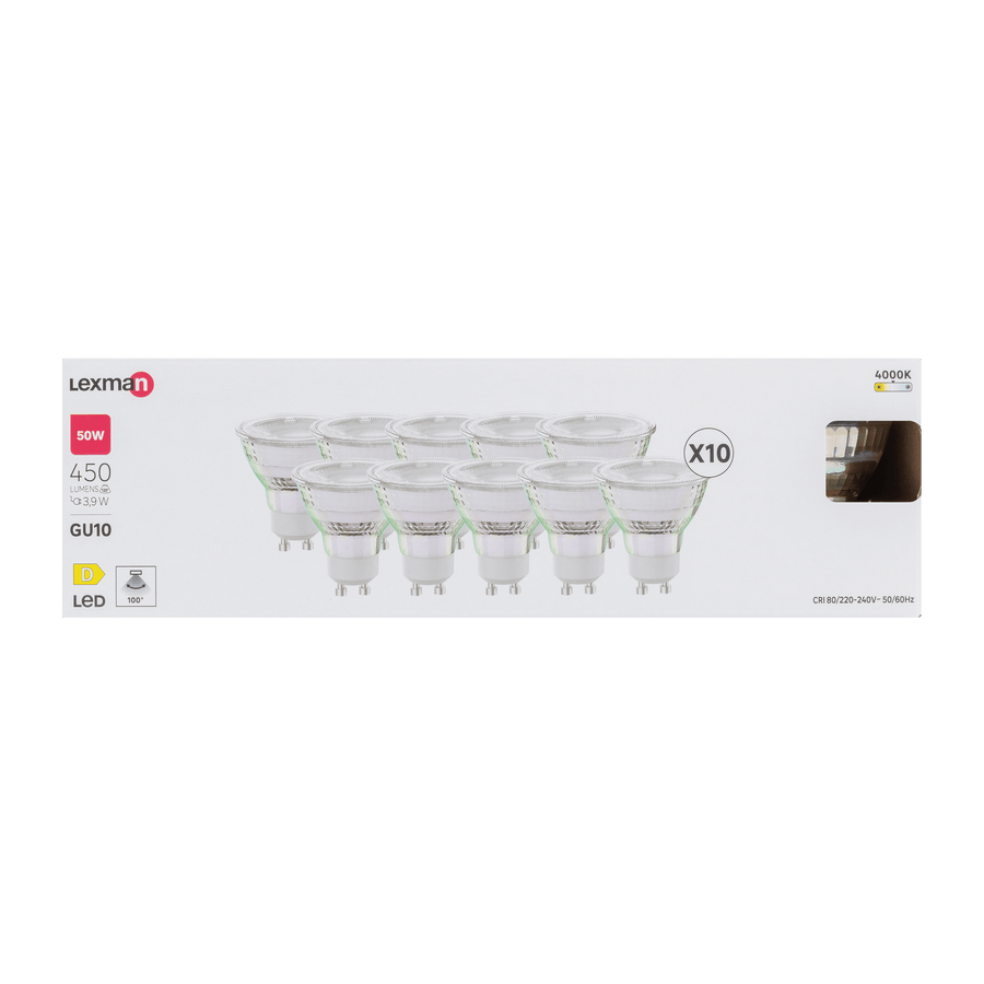 Bricocenter 10 LED BULBS GU10=50W NATURAL LIGHT